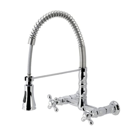 Gourmetier Heritage Two-Handle Wall-Mount Pull-Down Sprayer Kitchen Faucet, Chrome GS1241AX